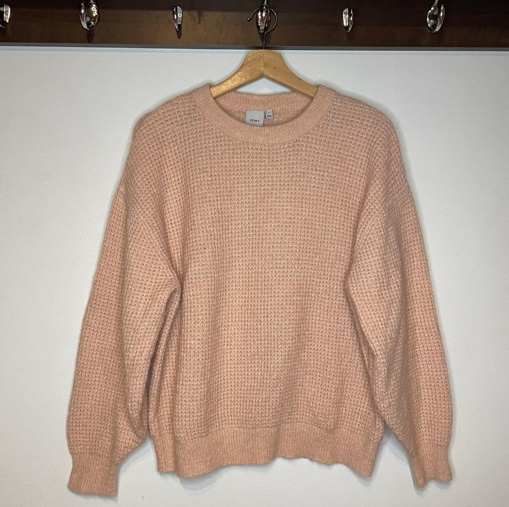Ichi soft pink waffle crew sweater- Size small - Picture 1 of 2